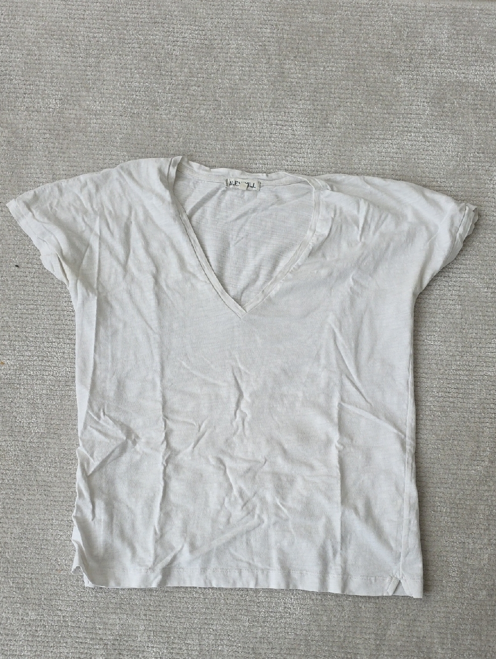 Alex Mill White V-Neck Short Sleeve Tee, Size Medium
